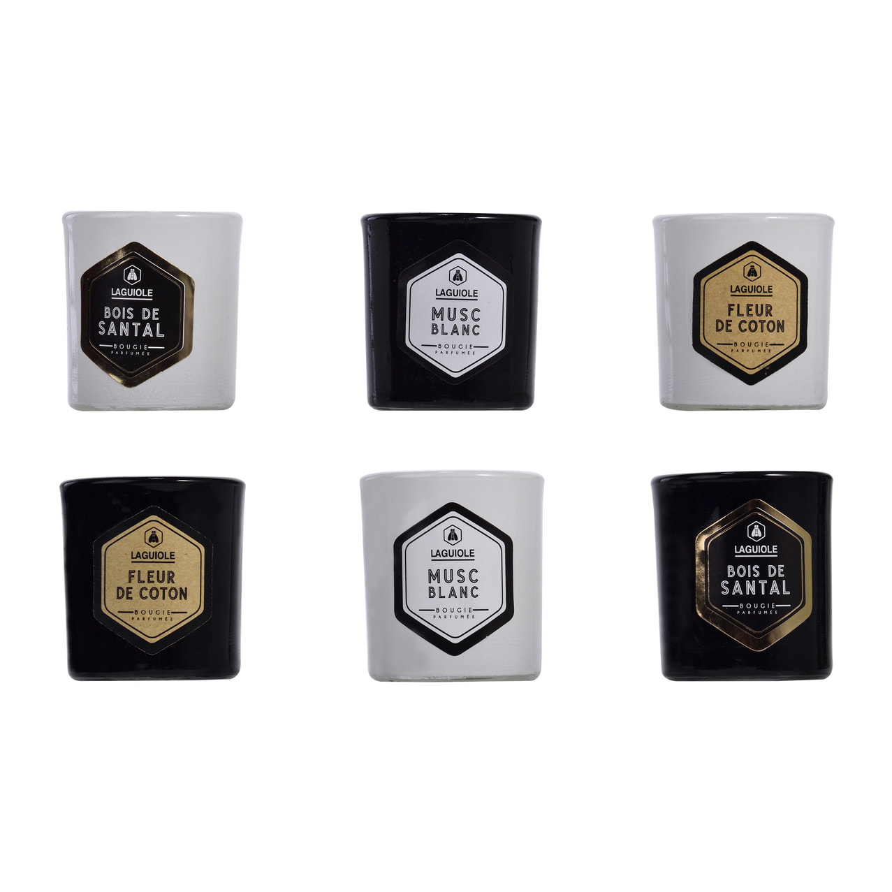 Coffret de 6 bougies parfumées - bois de santal & fleur de coton - 180g