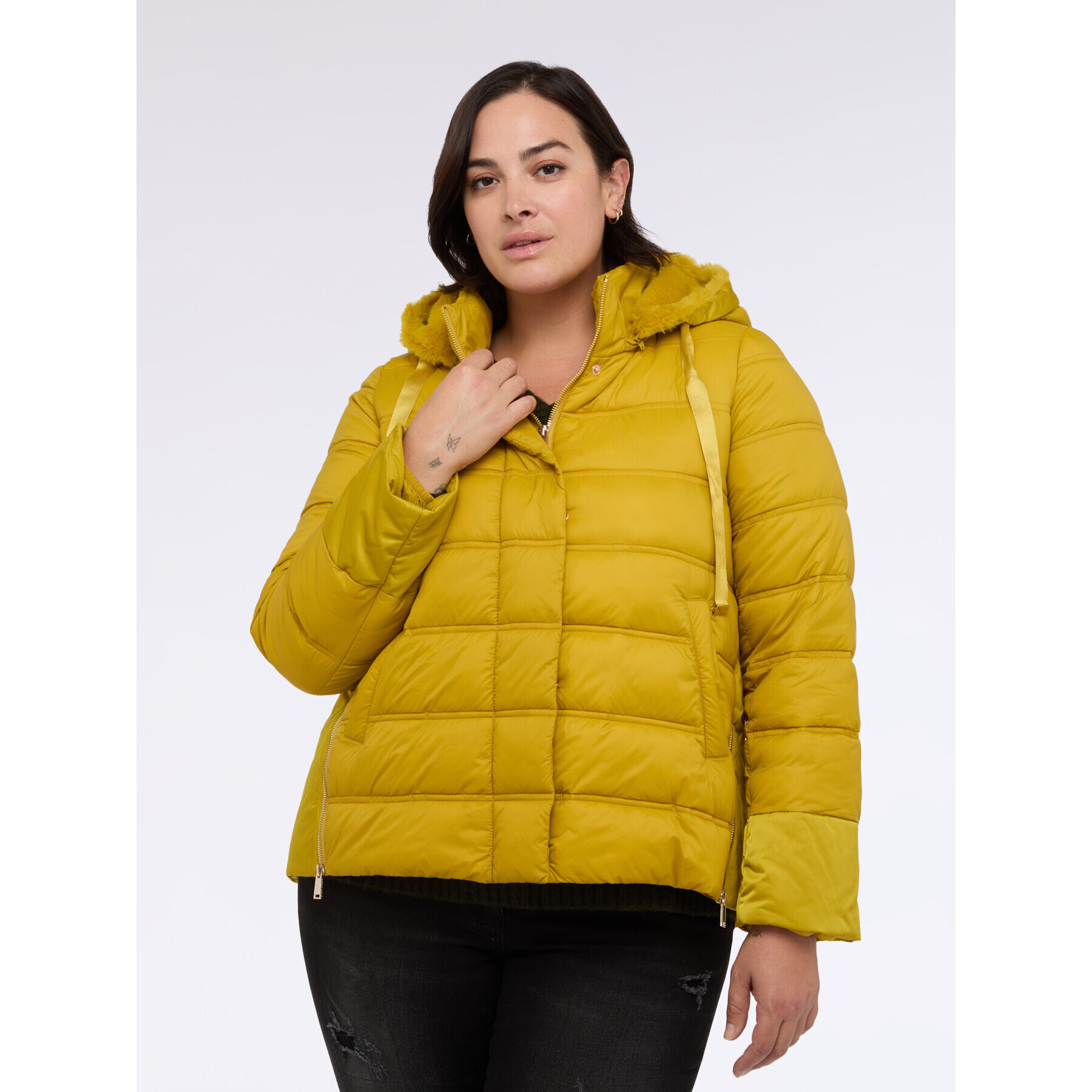 Fiorella Rubino - Plumífero híbrido con capucha y cordón - Amarillo