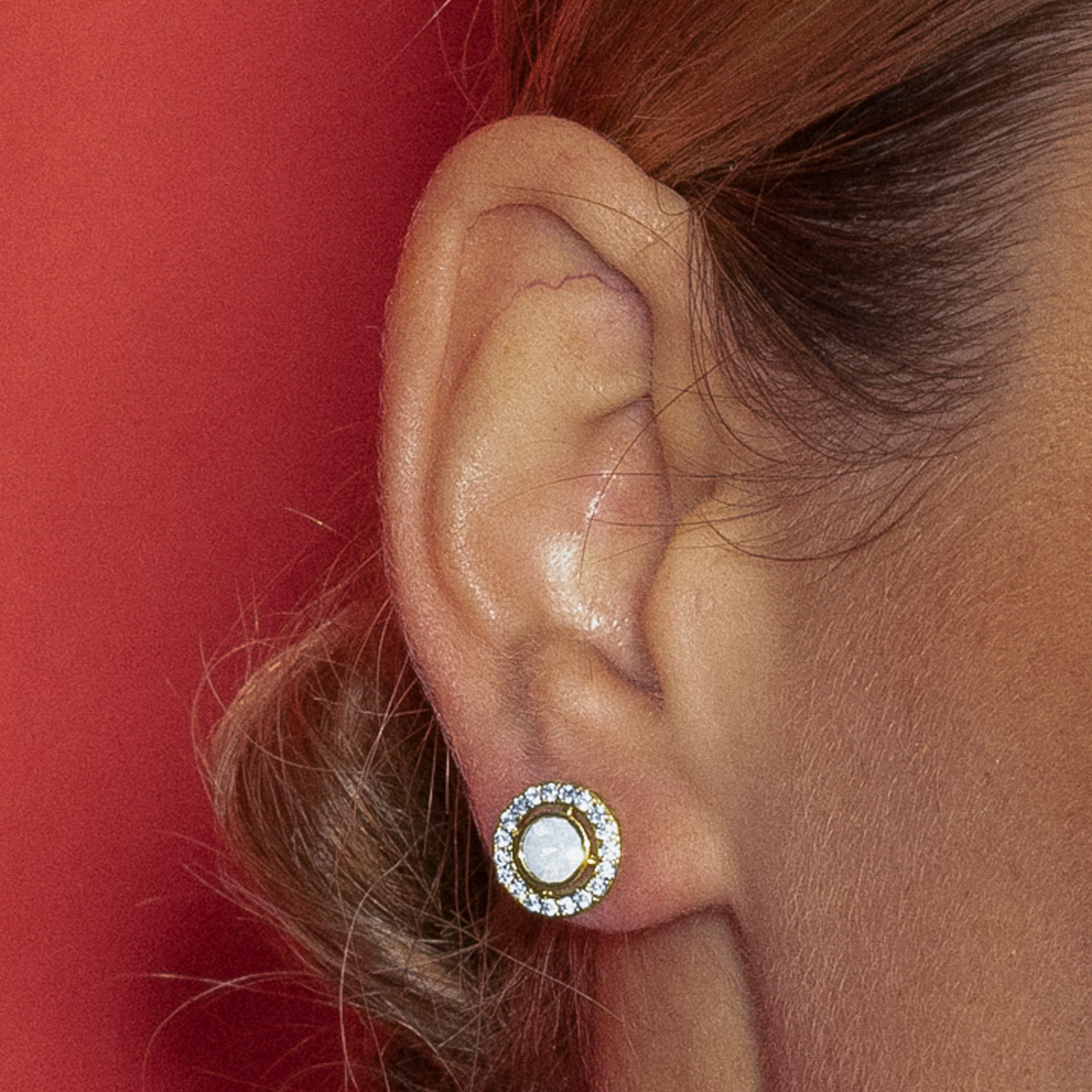Pendientes con Circonita Brillante acabado oro 18k