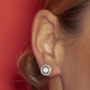 Pendientes con Circonita Brillante acabado oro 18k