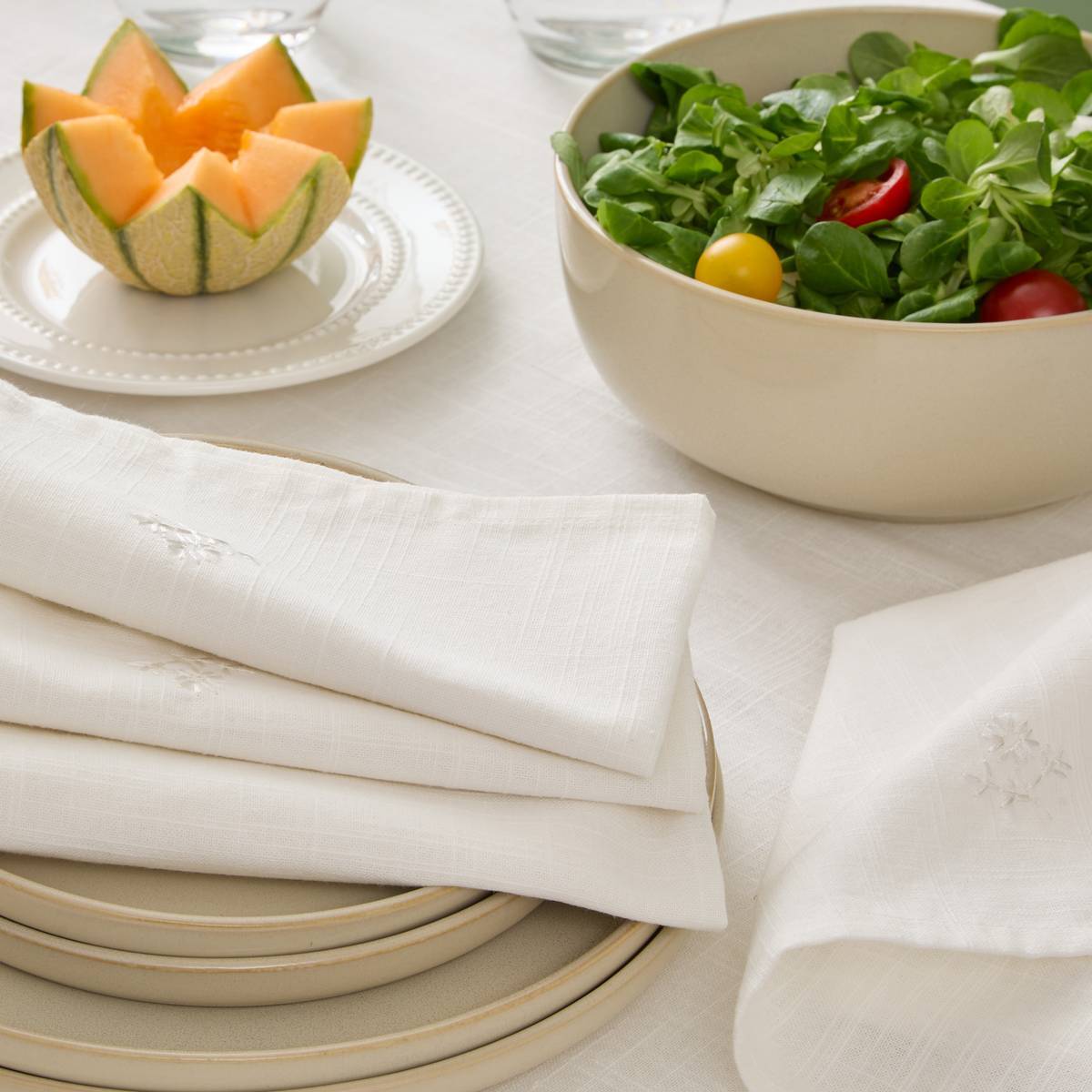 4 serviettes de table Joy 40x40cm blanc