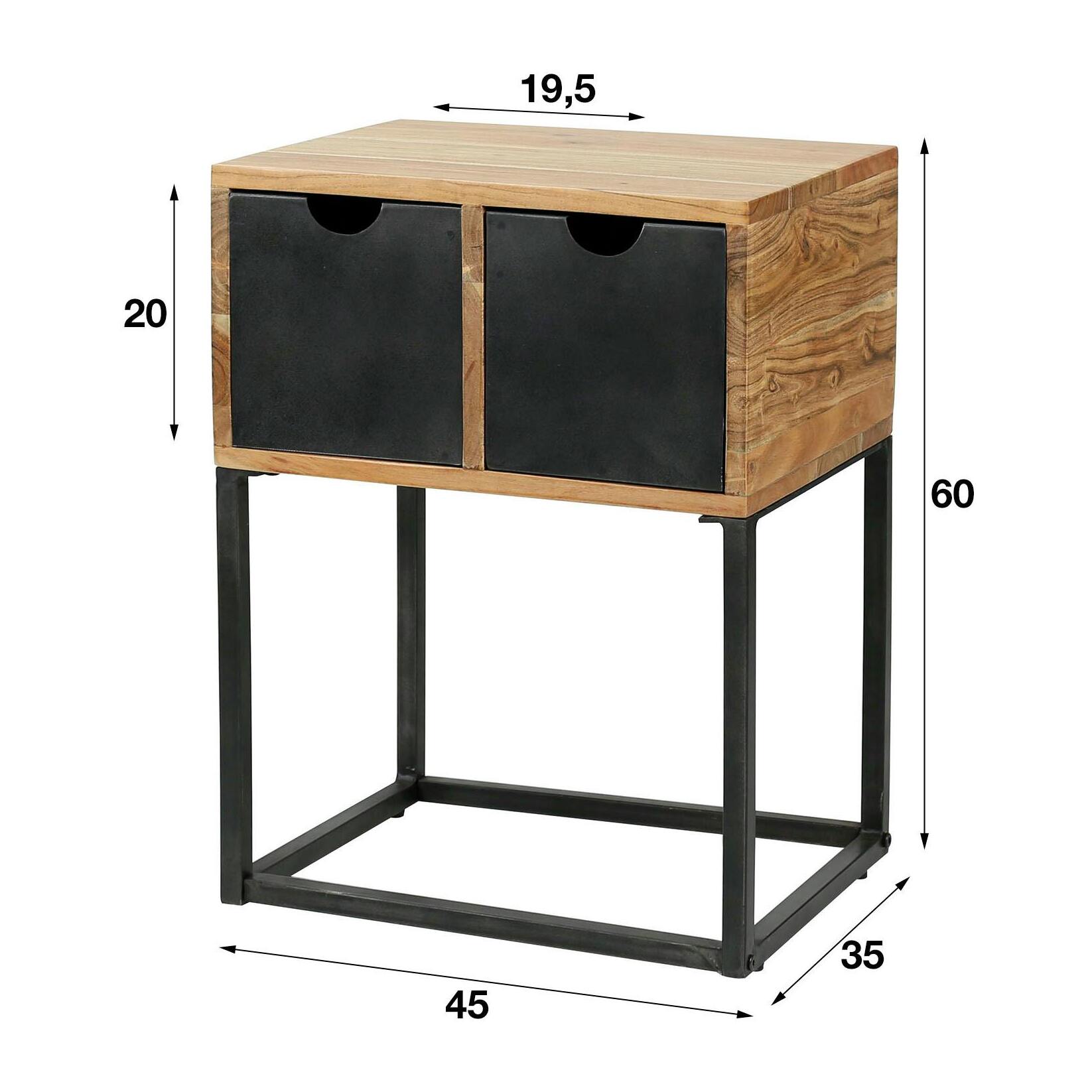 Table de chevet industrielle tiroirs métal BUNBURY