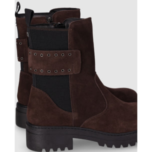 Botines de Serraje - Marron - Tacón: 3 cm