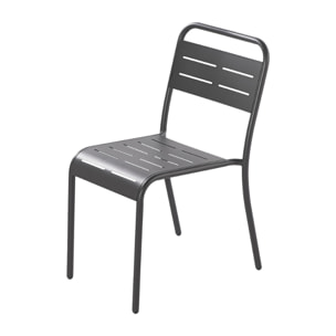 Ensemble table et chaises 6 personnes gris foncé  - EVORA