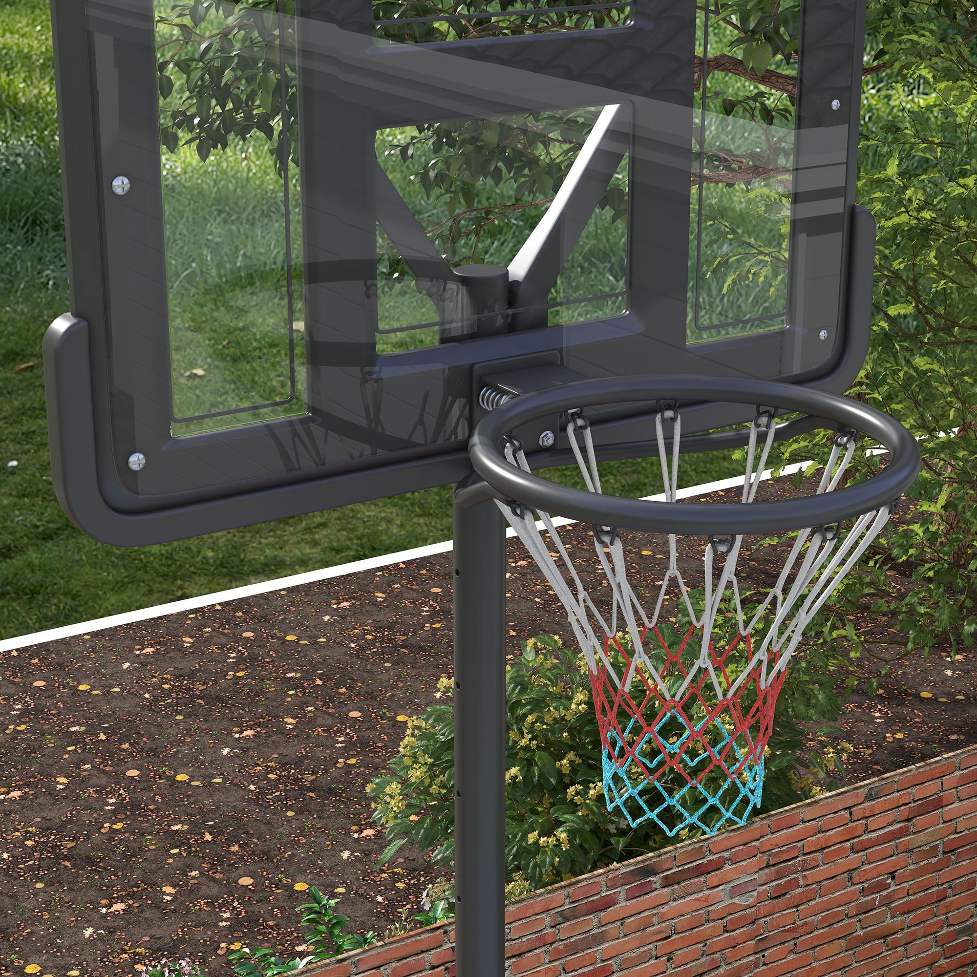 Canasta de Baloncesto de Exterior 2 en 1 con Altura Ajustable 230-305 cm Aro de Baloncesto para Piscina con Soporte Canasta de Baloncesto con Ruedas Base Rellenable Negro