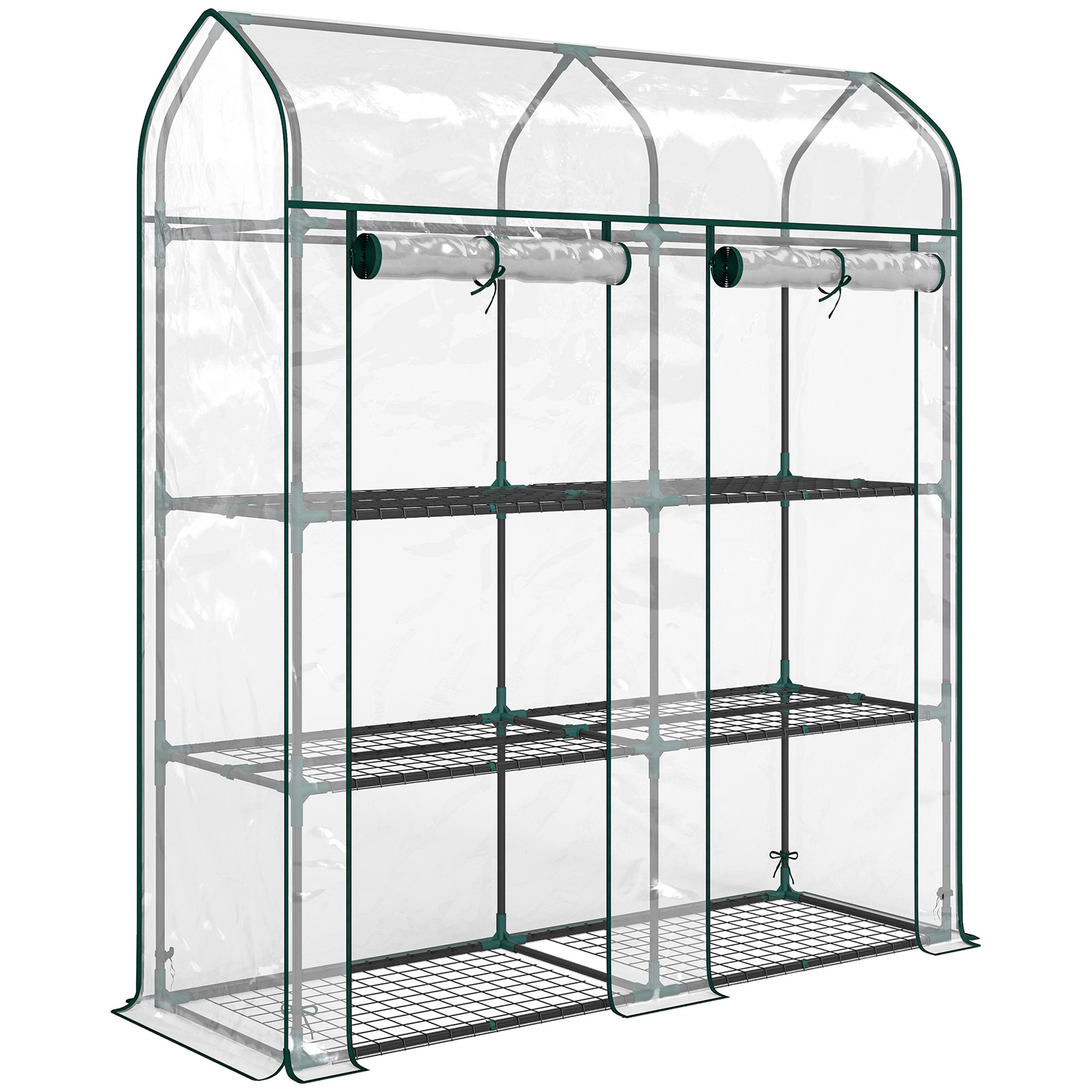 Serre de jardin étagères 3 niveaux châssis acier bâche PVC transparent