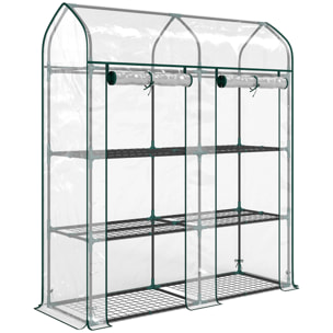 Serre de jardin étagères 3 niveaux châssis acier bâche PVC transparent