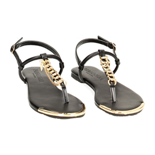 Sandali bassi neri con catena