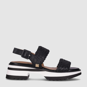 Sandalias de Piel - Negro - Tacón: 4 cm