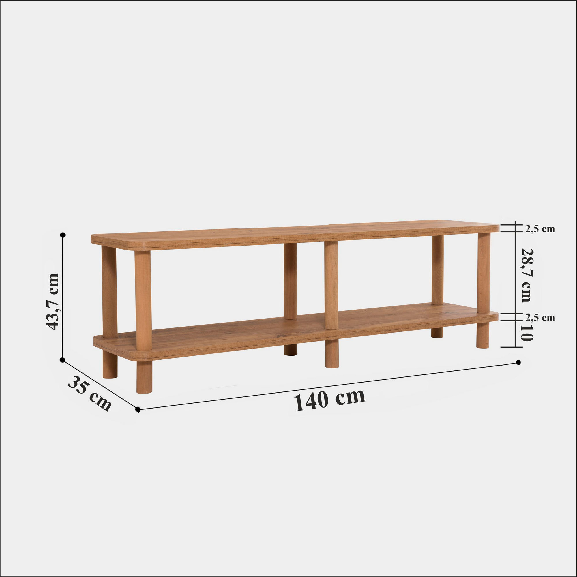 Mesa tv,100% tablero de aglomerado rechapado en melamina, color atlantic pino