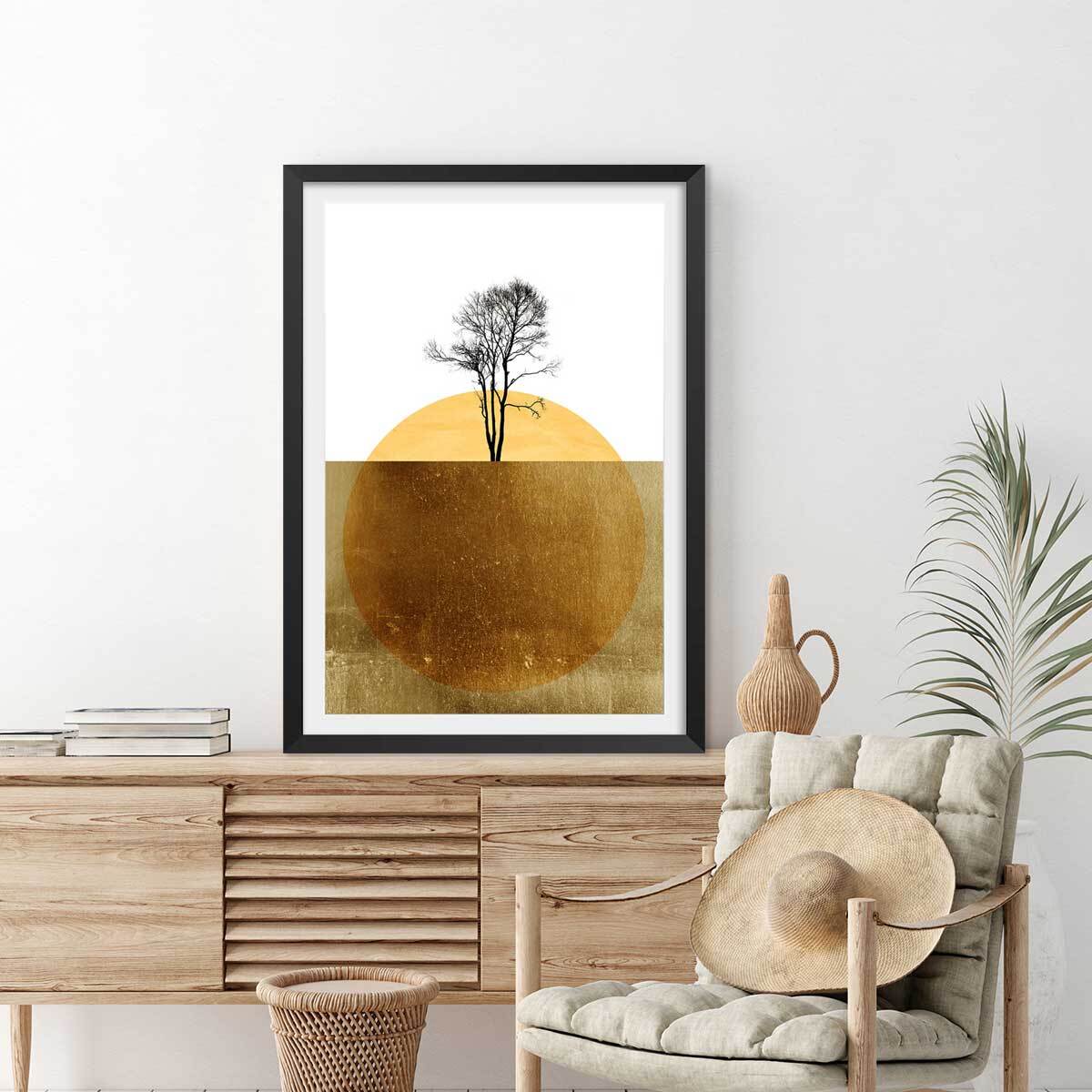 Affiche graphique Golden ocean Affiche sous cadre noir