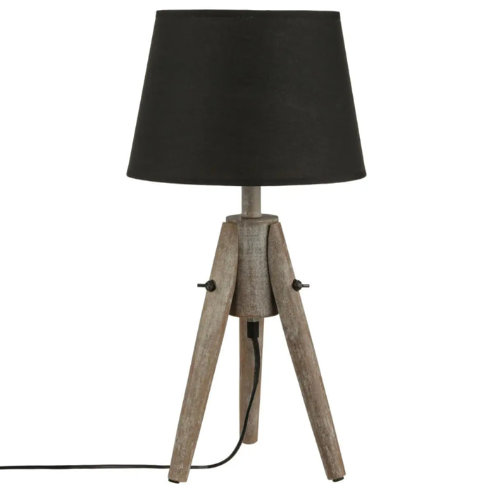 Lampe trépied "Miry" - bois et noir H46 cm