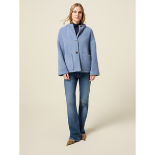 Oltre - Cappotto corto in tessuto ammagliato - Azzurro