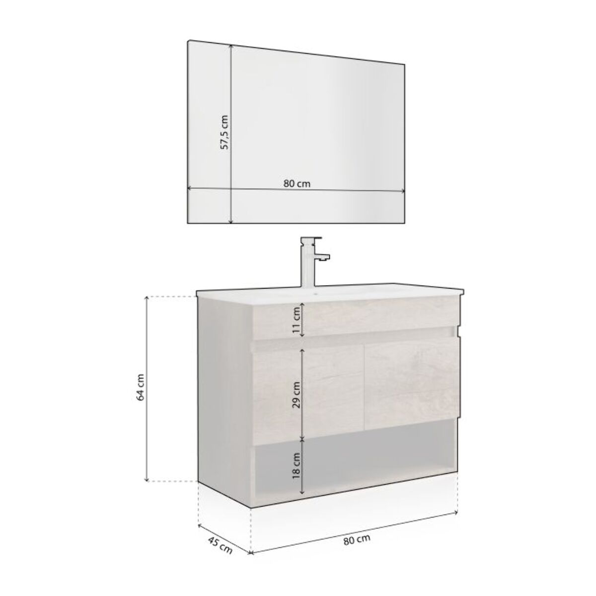 Pack de baño con lavabo de resina Thai Nordik