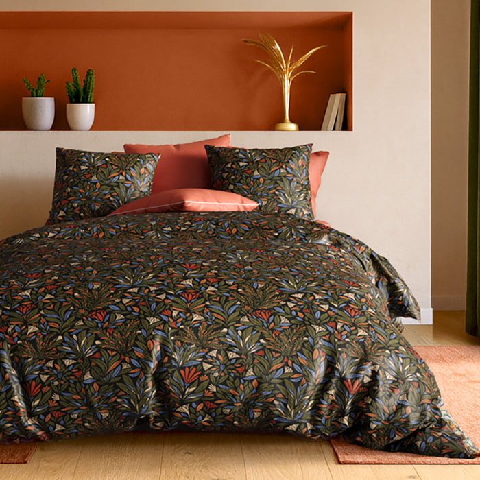 Parure percale avec housse de couette + 2 taies 100% coton 71fils bogota