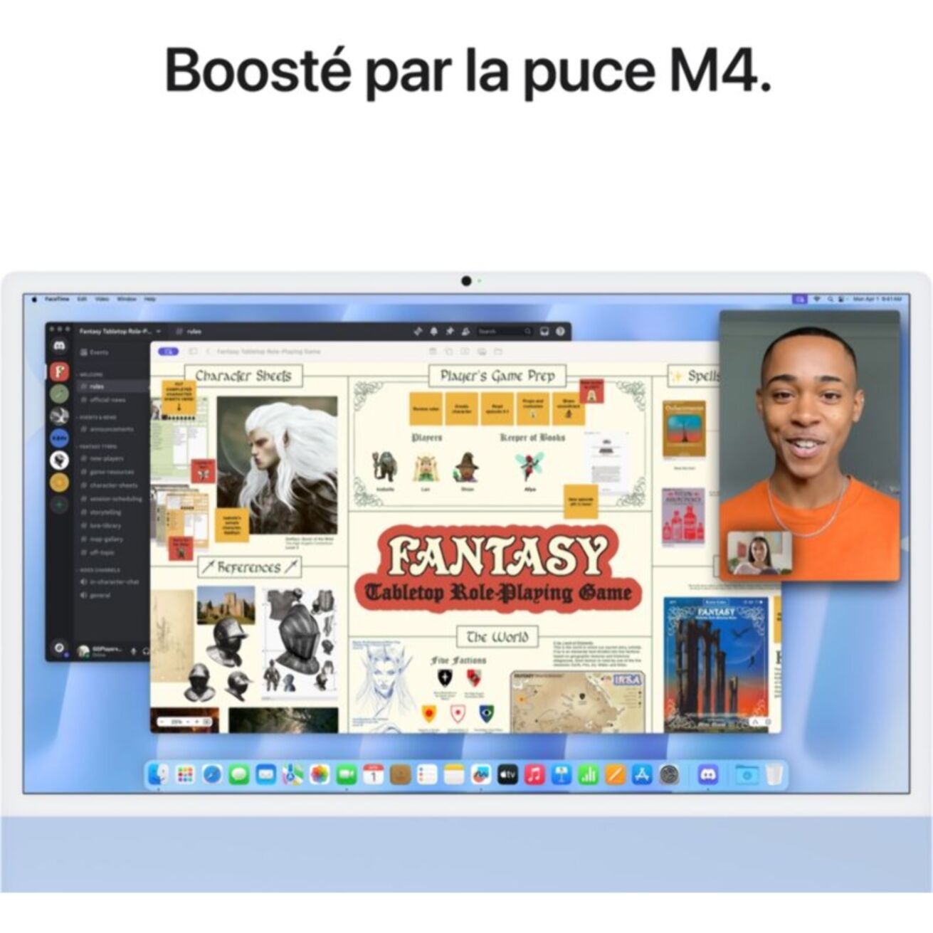 Ordinateur Apple IMAC 24" Ecran Retina 4,5K Puce M4 CPU 10 / GPU 10 coeurs Mémoire RAM 16Go Stockage 256Go SSD Bleu