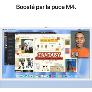 Ordinateur Apple IMAC 24" Ecran Retina 4,5K Puce M4 CPU 10 / GPU 10 coeurs Mémoire RAM 16Go Stockage 256Go SSD Bleu