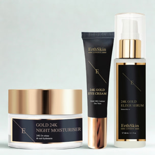 Trío facial completo de oro de 24 quilates