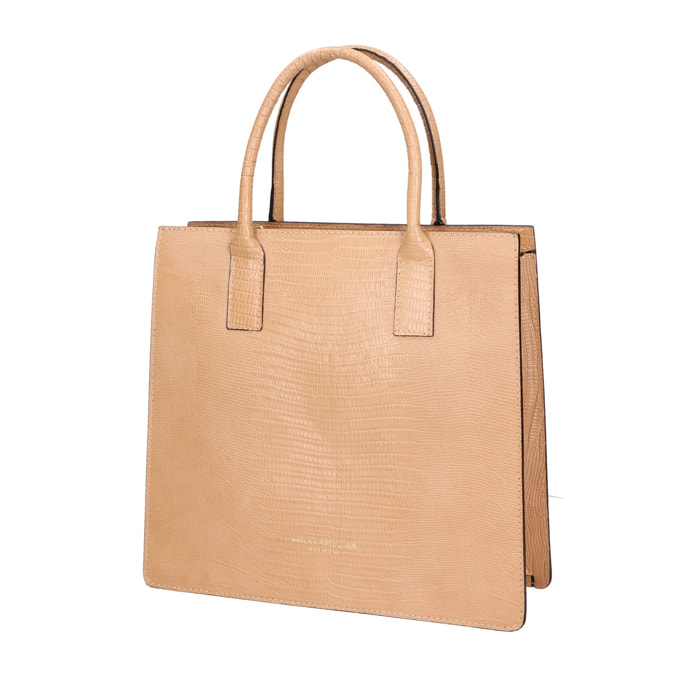 Borsa a mano da donna - Modello Giulia - Vera pelle effetto cocco - 30.0 x 28.0 x 10.0 cm