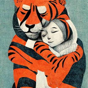 Affiche enfant mon tigre et moi  Affiche + cadre en bois - Noir