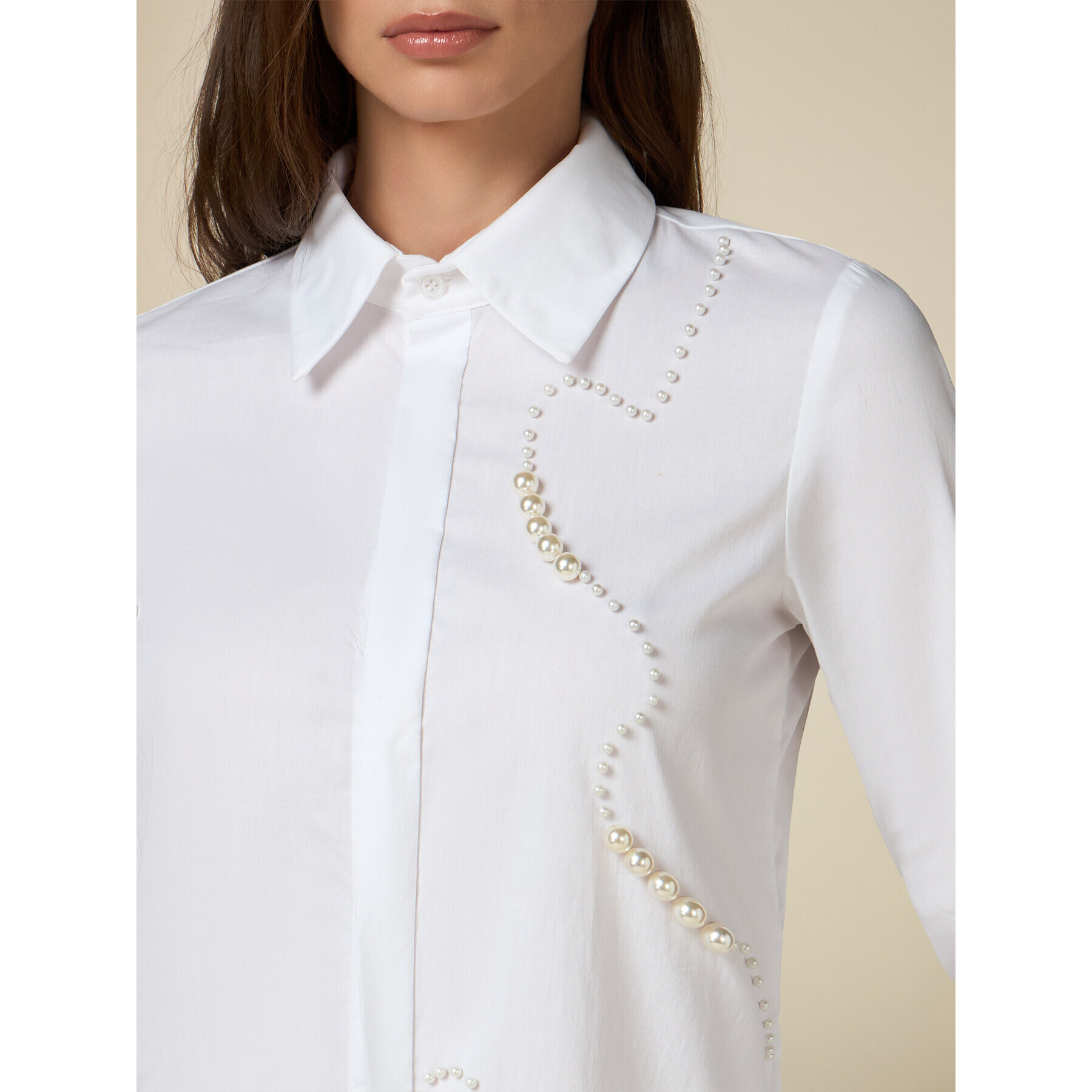 Oltre - Shirt with pearl embroidery - Blanco