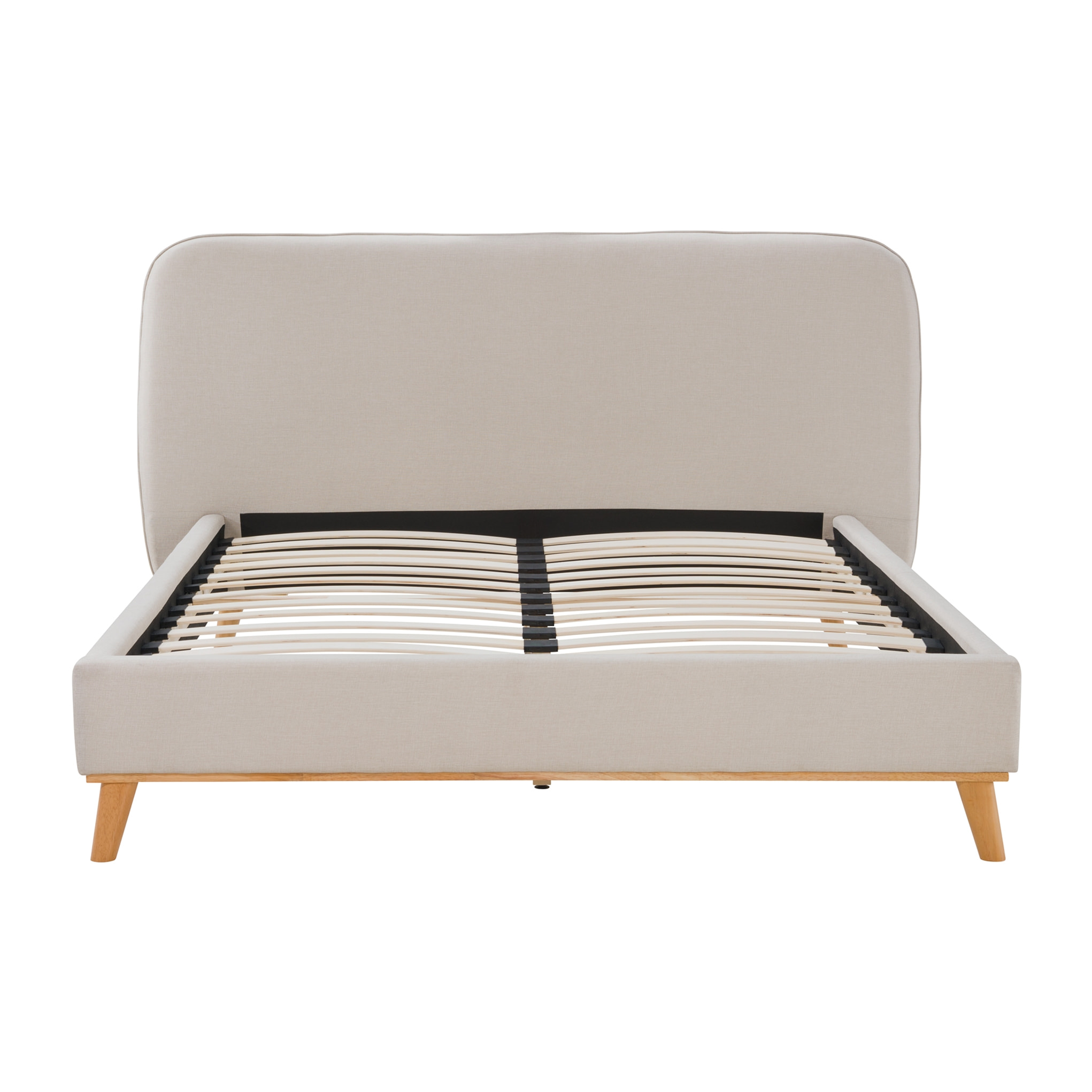 Lit double 140x190 cm en tissu gris/beige - Modjo