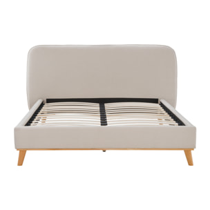 Lit double 140x190 cm en tissu gris/beige - Modjo