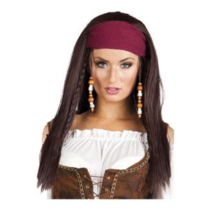 Accessorio Costume Parrucca Pirati Trinity con Bandana Donna Taglia Unica