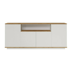 Credenza Dpas, Buffet da soggiorno, Madia da salotto, Dispensa da cucina, 180x45h75 cm, Quercia e Bianco