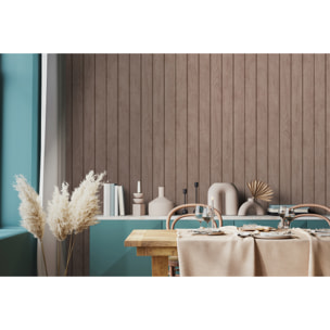 Papier peint lambris bois vertical taupe rosé