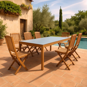 Tavolo da pranzo 200x100cm gambe legno e top in piastrelle - Kerk