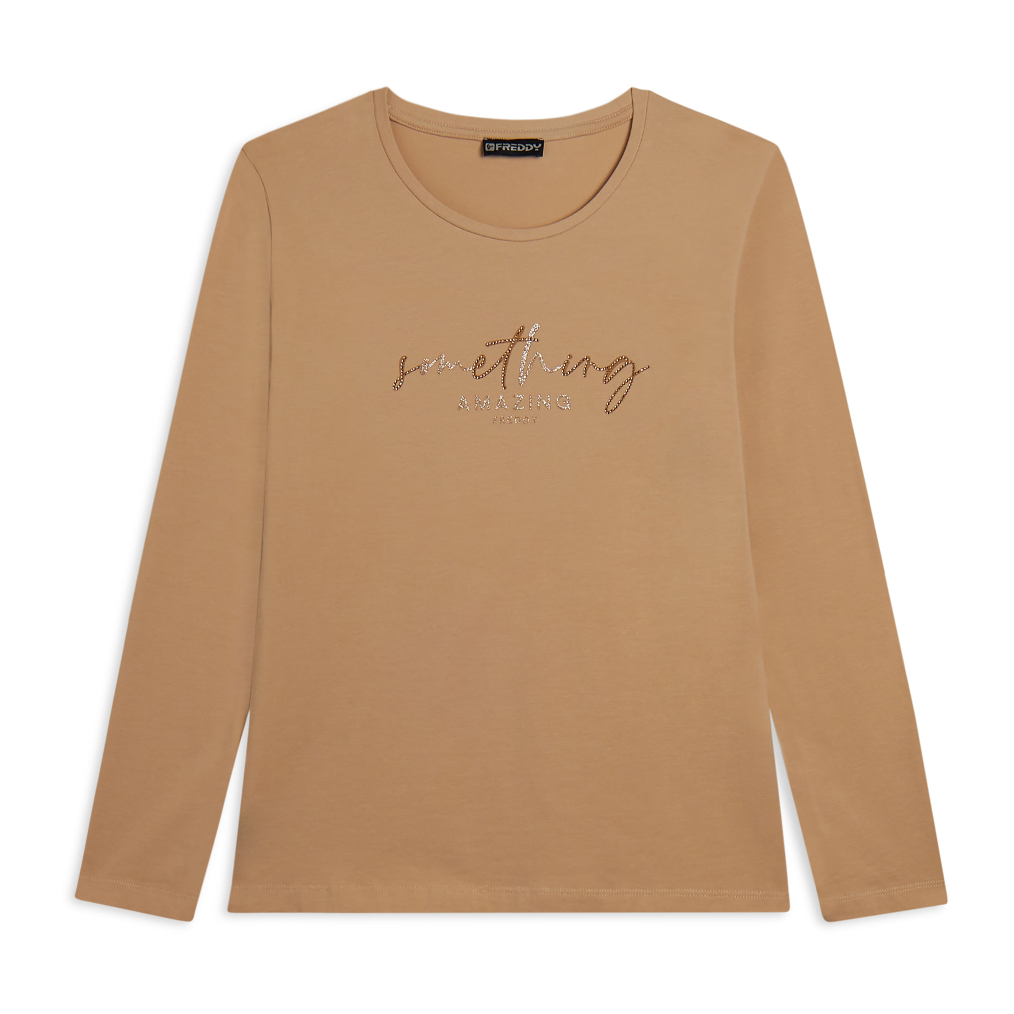 T-shirt a maniche lunghe con scritta “Something Amazing”