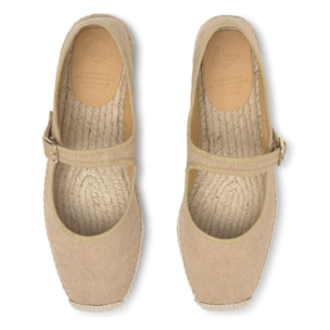 Alpargata plana Padua mary-jane en algodón orgánico con hebilla