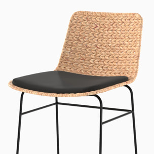 Lot de 2 chaises pour îlot central 66 cm en matière naturelle et noir - Faro