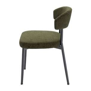 Lot de 2 chaises de salle à manger en velours vert & métal noir