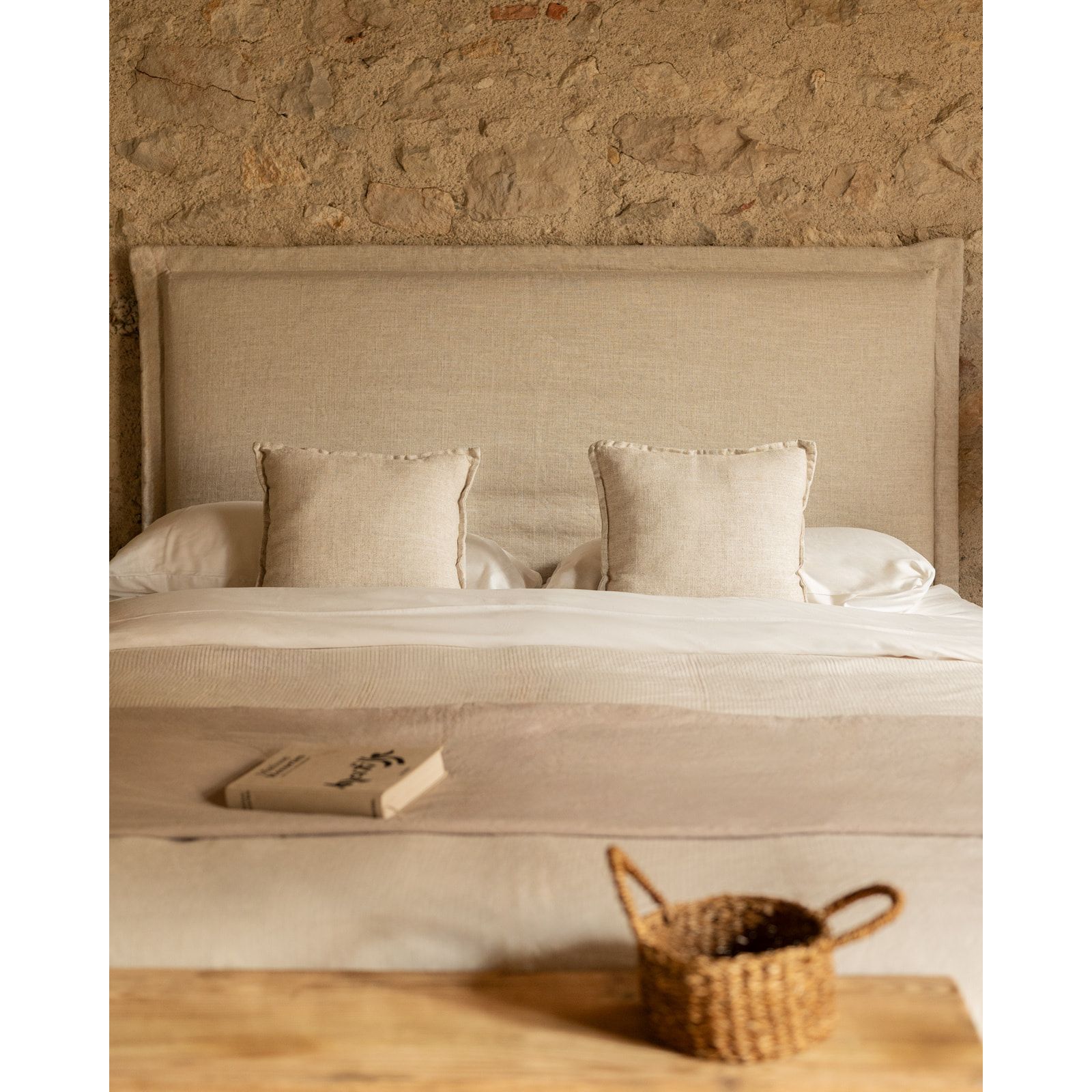 Tête de lit déhoussable en lin beige en différentes tailles
