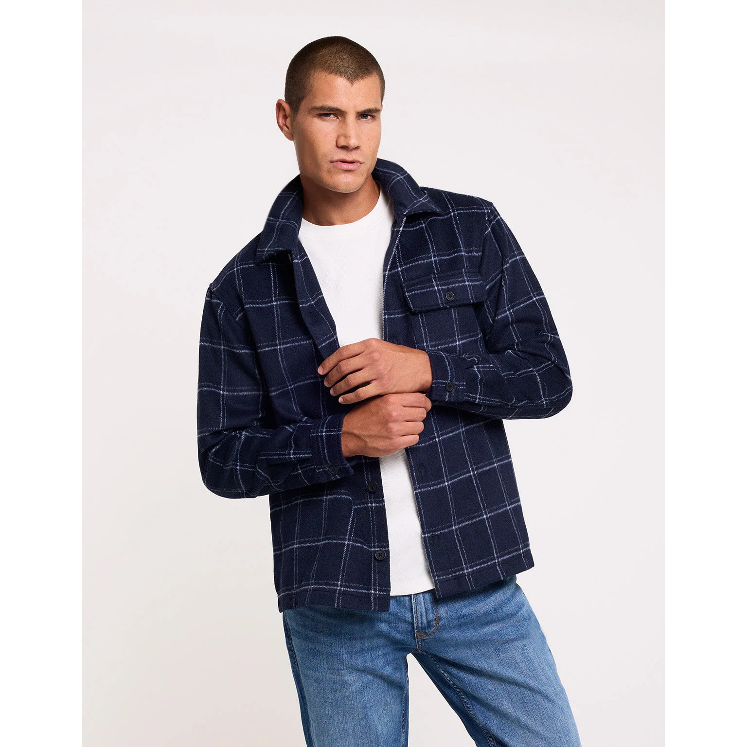 Chaqueta a Cuadros Azul Marino - Tarata