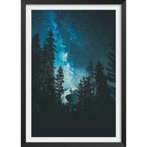 Affiche paysage voie lactée alpine Affiche + cadre en bois - Noir