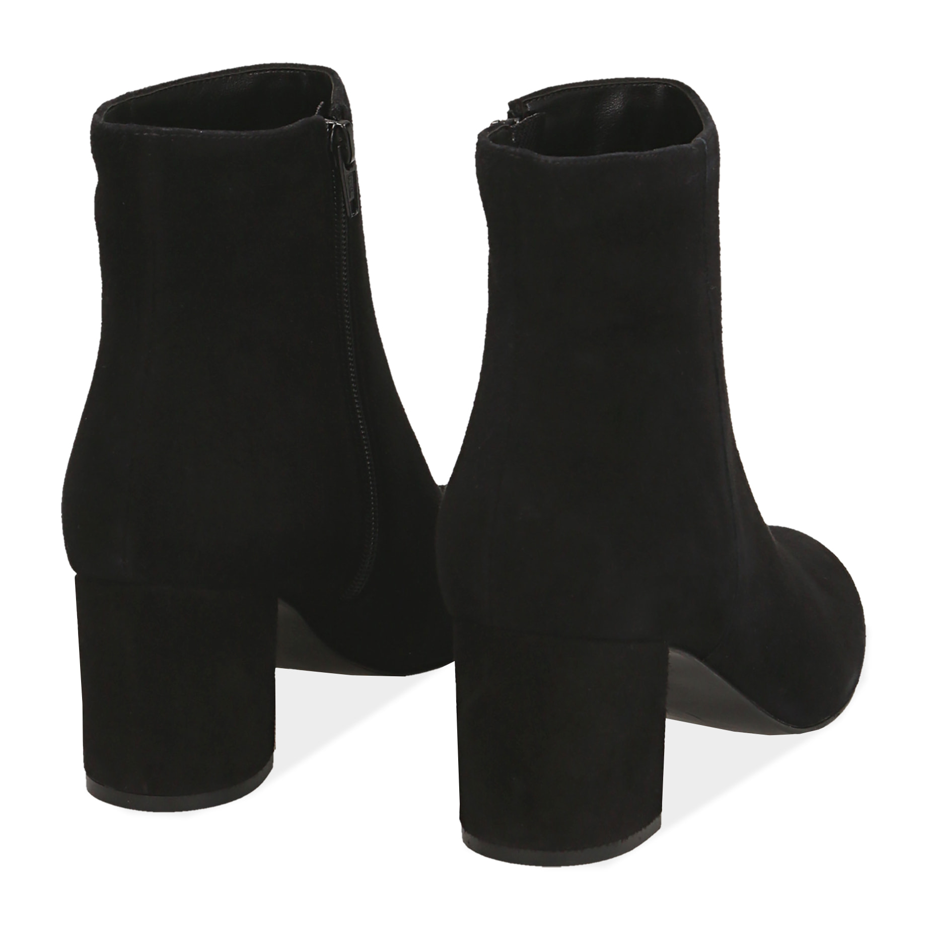 Ankle boots neri in camoscio, tacco 7 cm