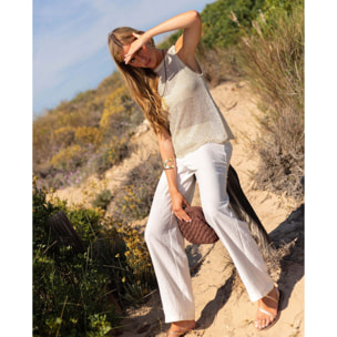 Top de mujer de punto con brillo metalizado