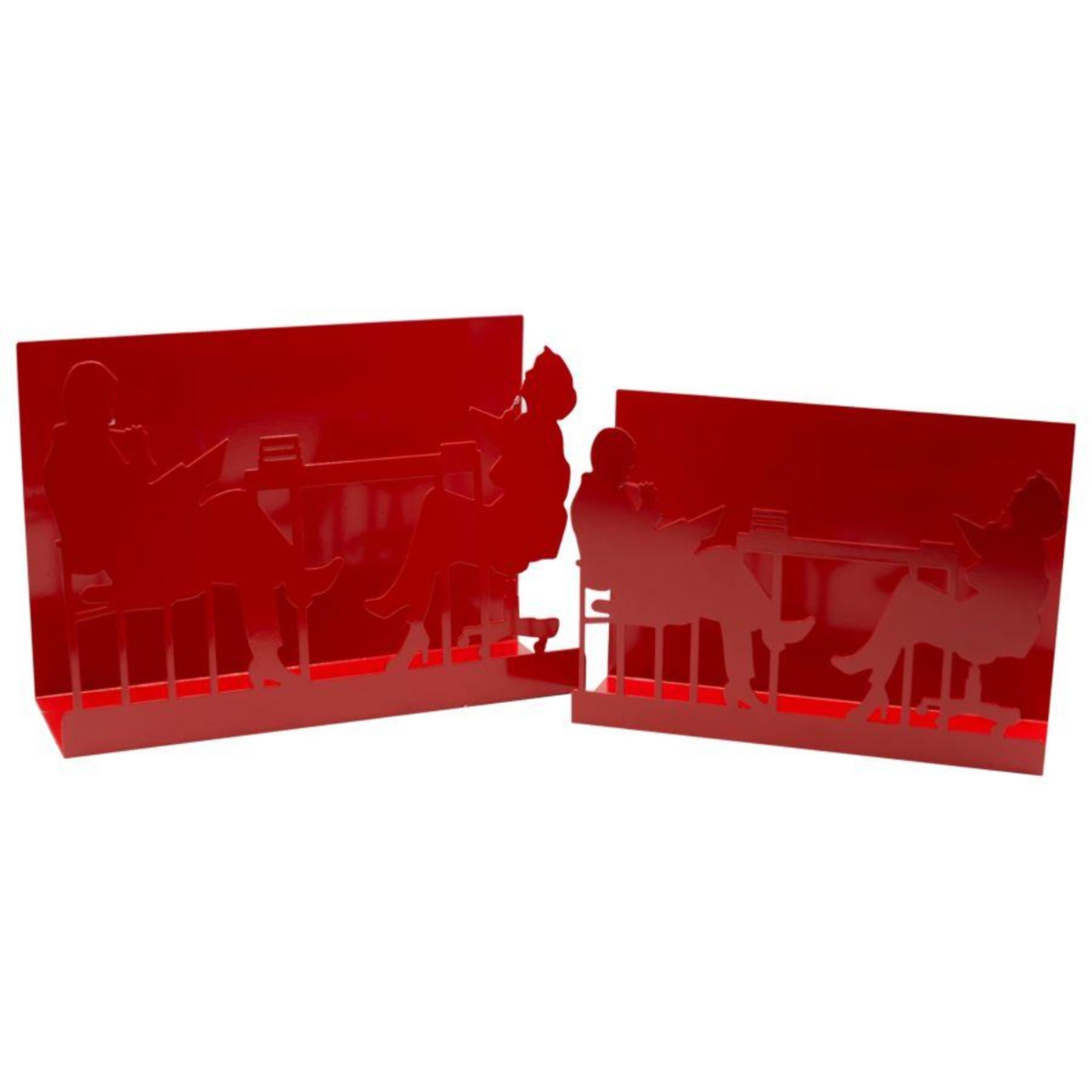 Set di 2 portariviste in metallo design sagome rosso cm35x12h24