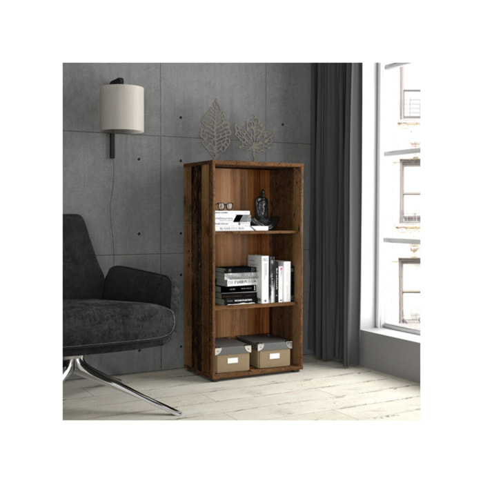 Étagère H. 111 x L. 54 cm décor bois vintage avec 2 étagères - MIA