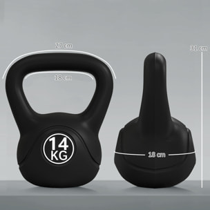 Kettlebell 14 Kg - haltère boule - poignée ergonomique - PVC noir