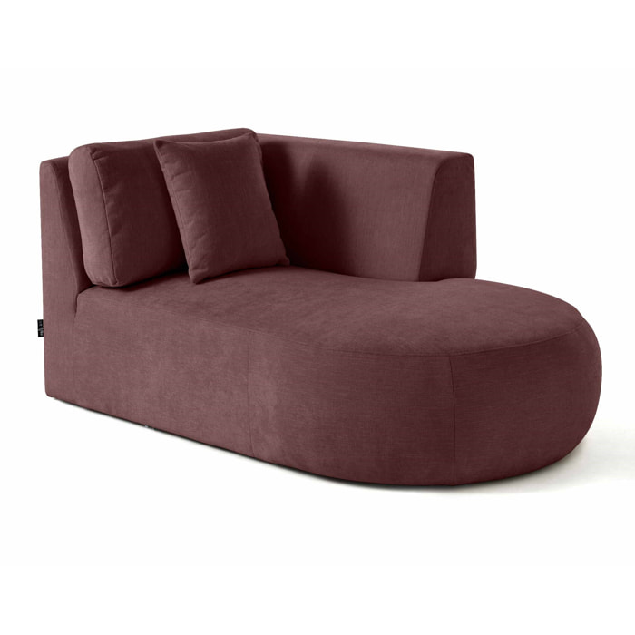 Santorini - module d'assise méridienne droit - en tissu texturé - Prune