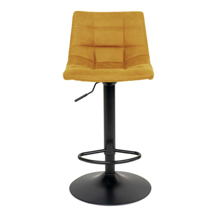 Set 2 sgabelli da bar Middelfart in velluto giallo senape con base nera