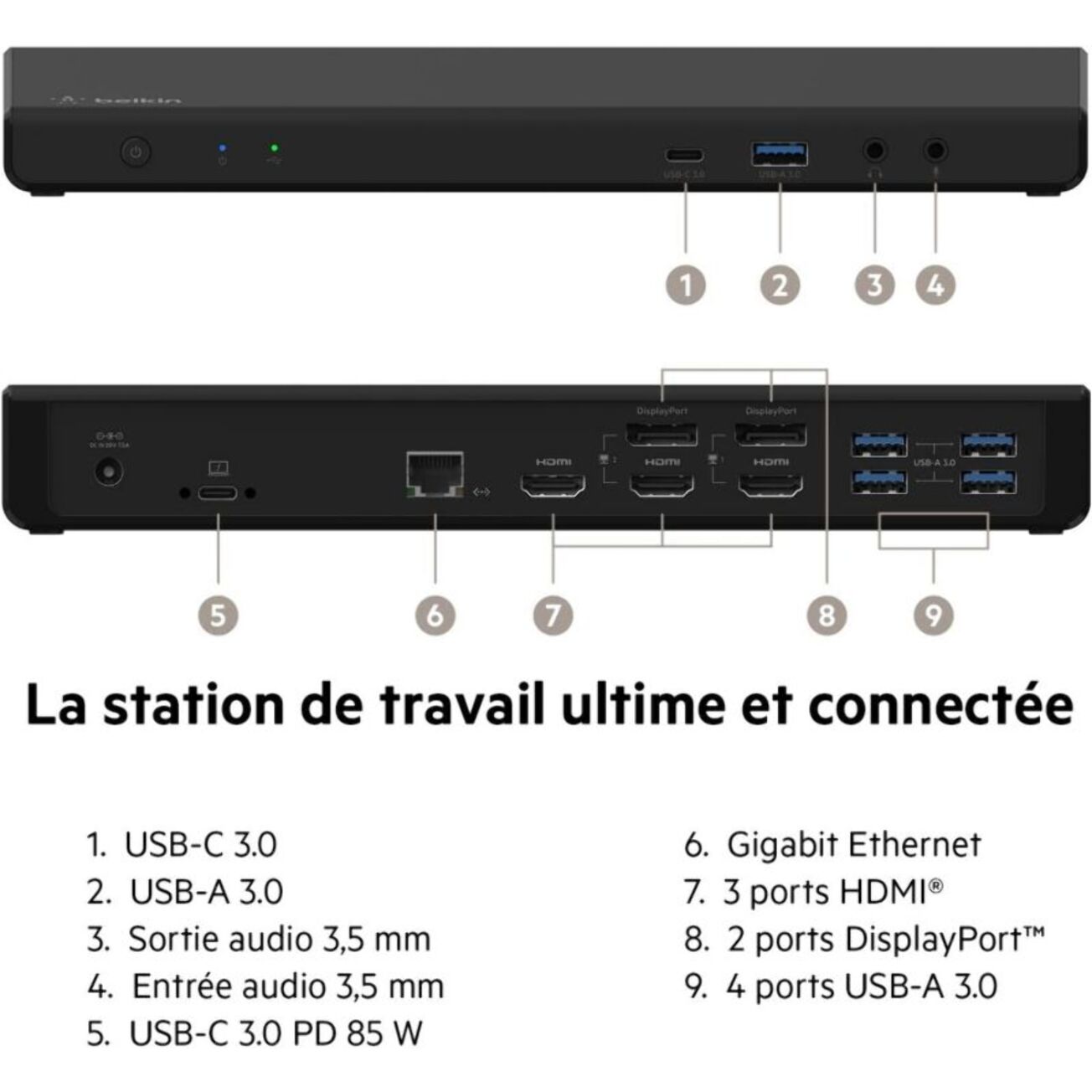 Station d'accueil BELKIN 4K DISPLAYLINK DOCKING STATION