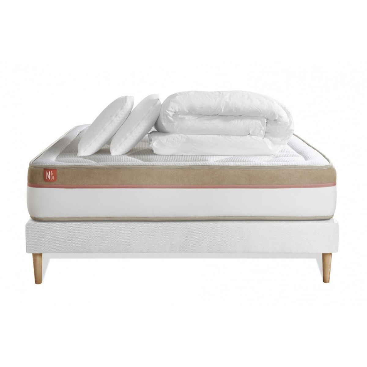 Pack matelas LE COSY - Mémoire de forme - Ep. 30 + sommier kit Blanc