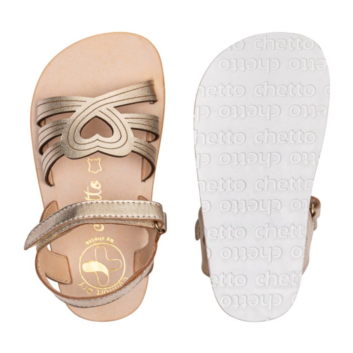 SANDALIA CORAZÓN BAREFOOT ORO - BRILLO SUTIL Y DISEÑO ROMÁNTICO