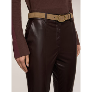 Motivi - Pantaloni slim fit in tessuto spalmato - Marrone