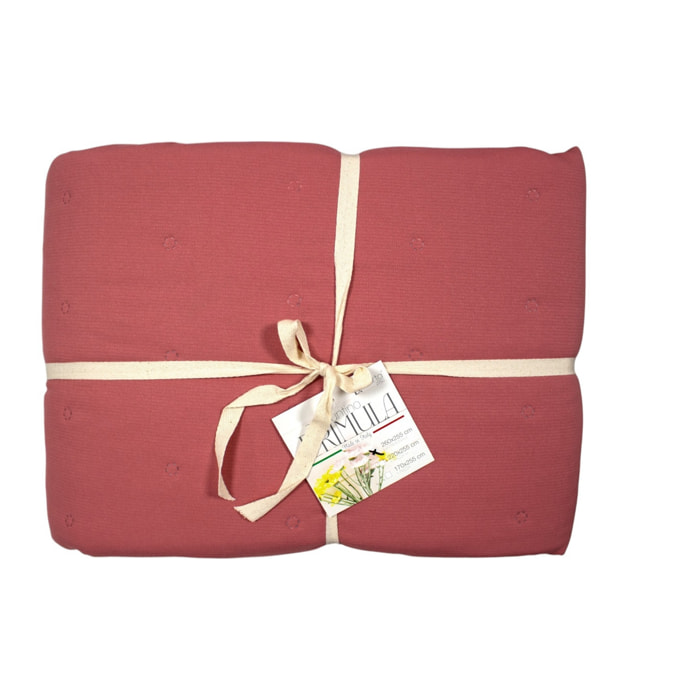 COPRILETTO LETTO MATRIMONIALE FRAGOLA MEZZA STAGIONE TINTA UNITA EFFETTO STROPICCIATO